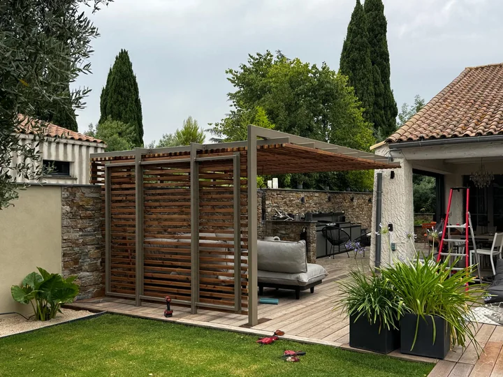 Pergola métal & lames bois