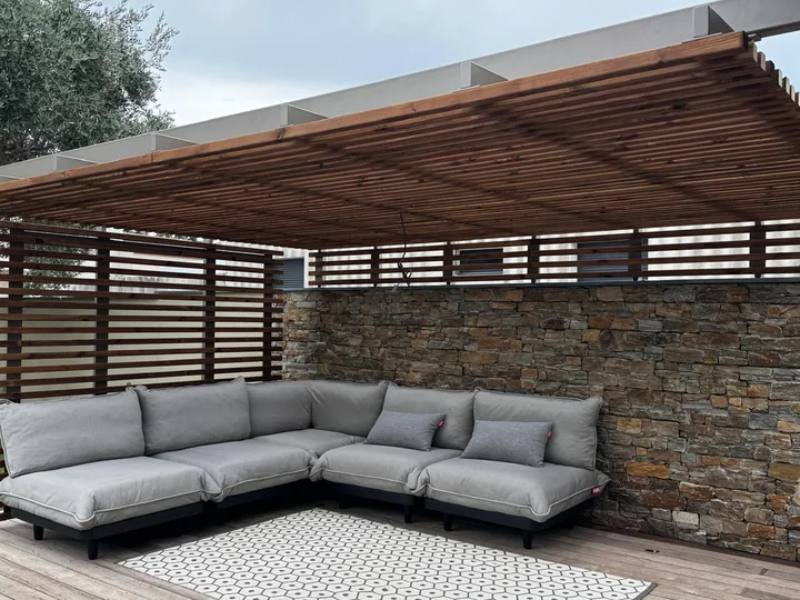 Pergola métal & lames bois — vue 2